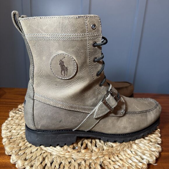 Polo Ralph Lauren Ranger Hiking Boots – Olive Green – Men's 13D – Suede Leather - Picture 2 of 11